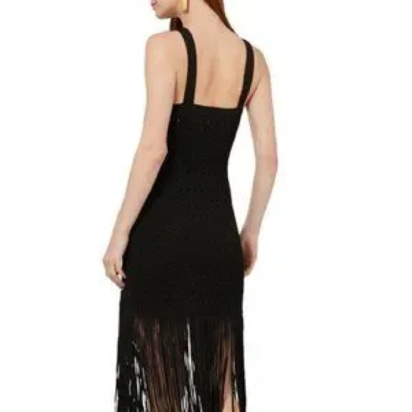 Sandro Susanne Knitted Fringe Tassel Tank Dress Black - size 38 - Picture 2 of 7